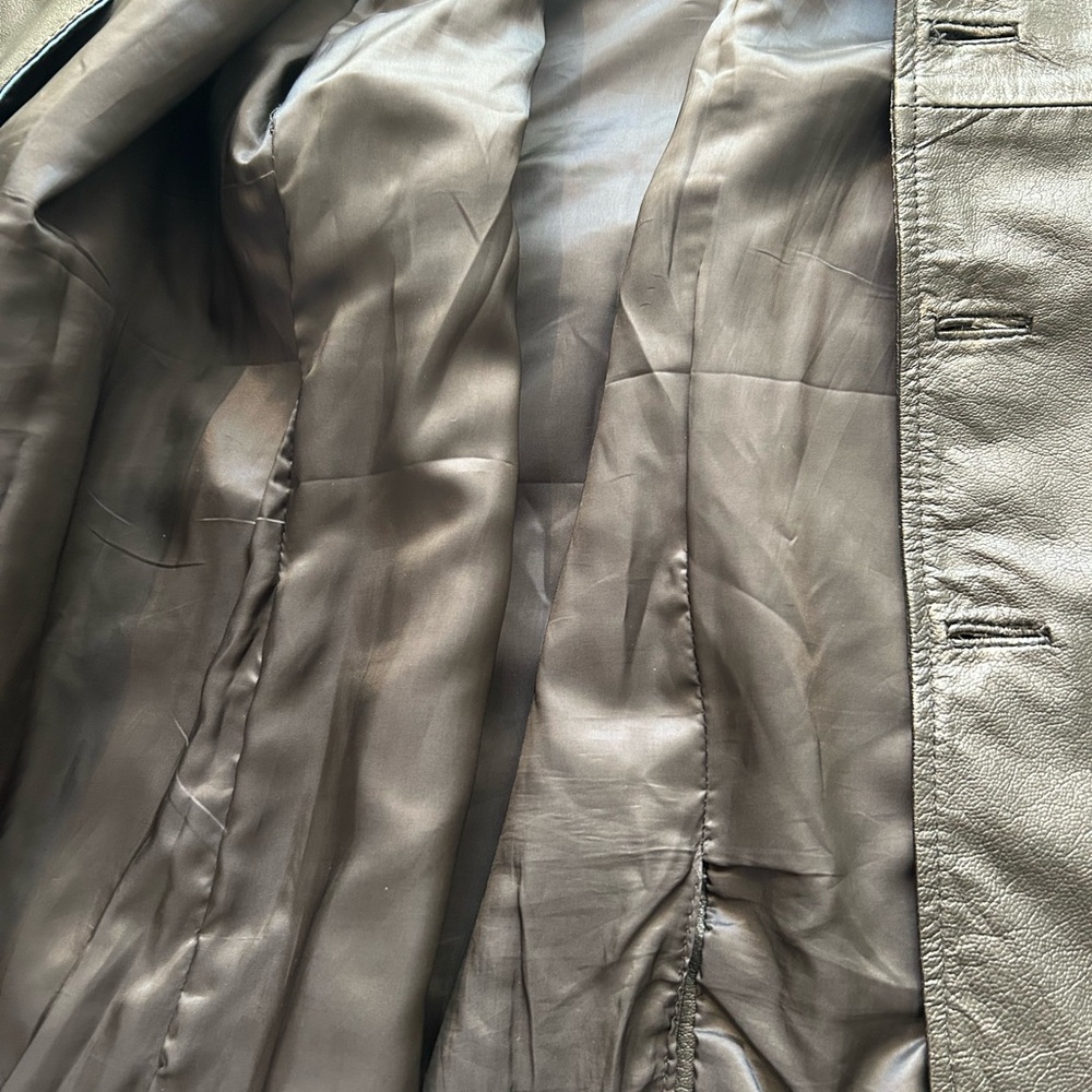 Black Leather Trench Jacket - Picture 8 of 9